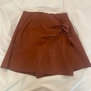 Mustard Seed Tan Faux Leather Skirt